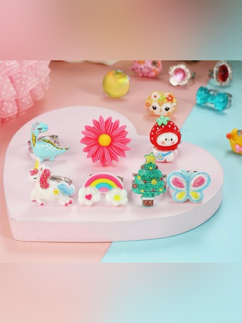 Pink Sheep 24 Pc Set Girl Jewel Rings - Picture 5 of 6
